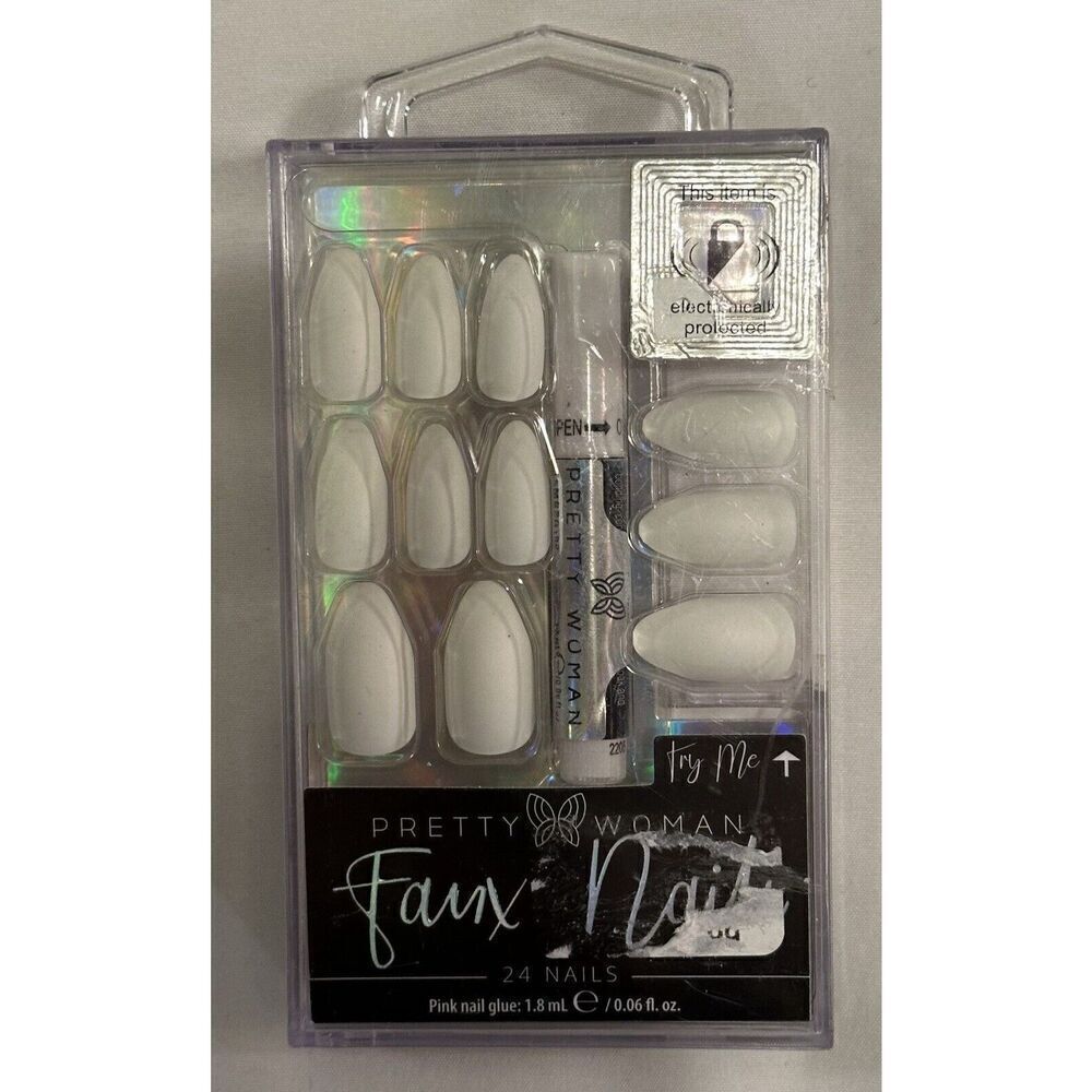 Pretty Woman Matte White Glue-on Faux Nails 24 ct NEW